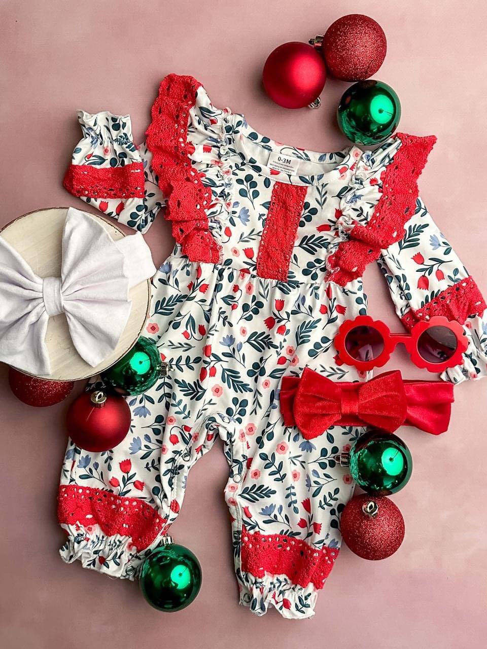 baby long sleeve lace ruffle romper