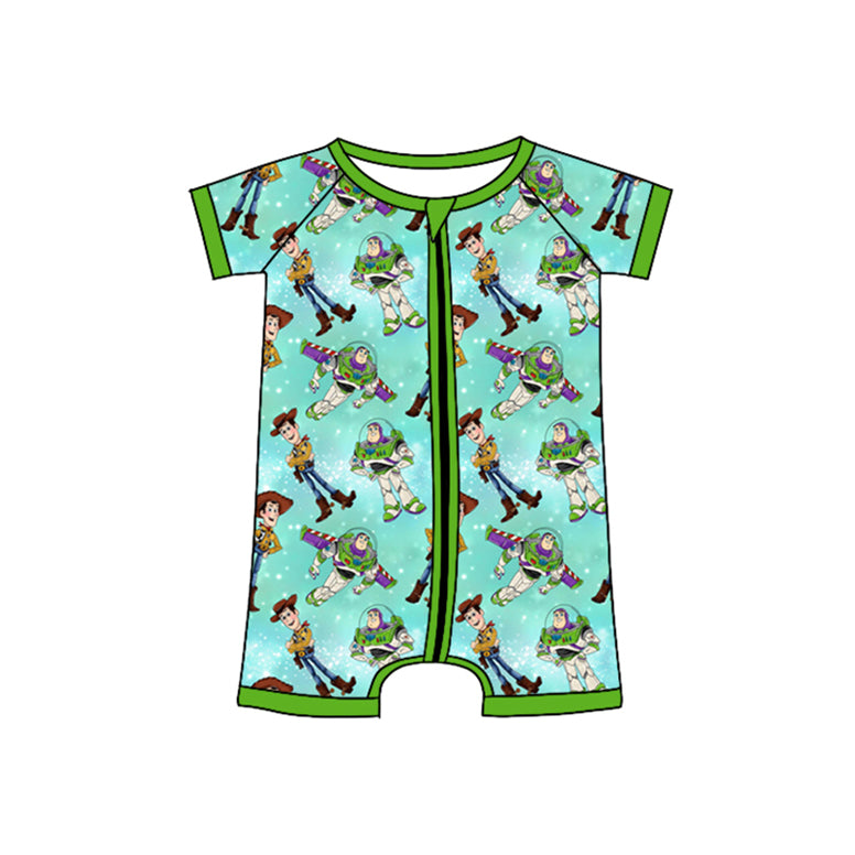 cartoon story short sleeve zip romper
