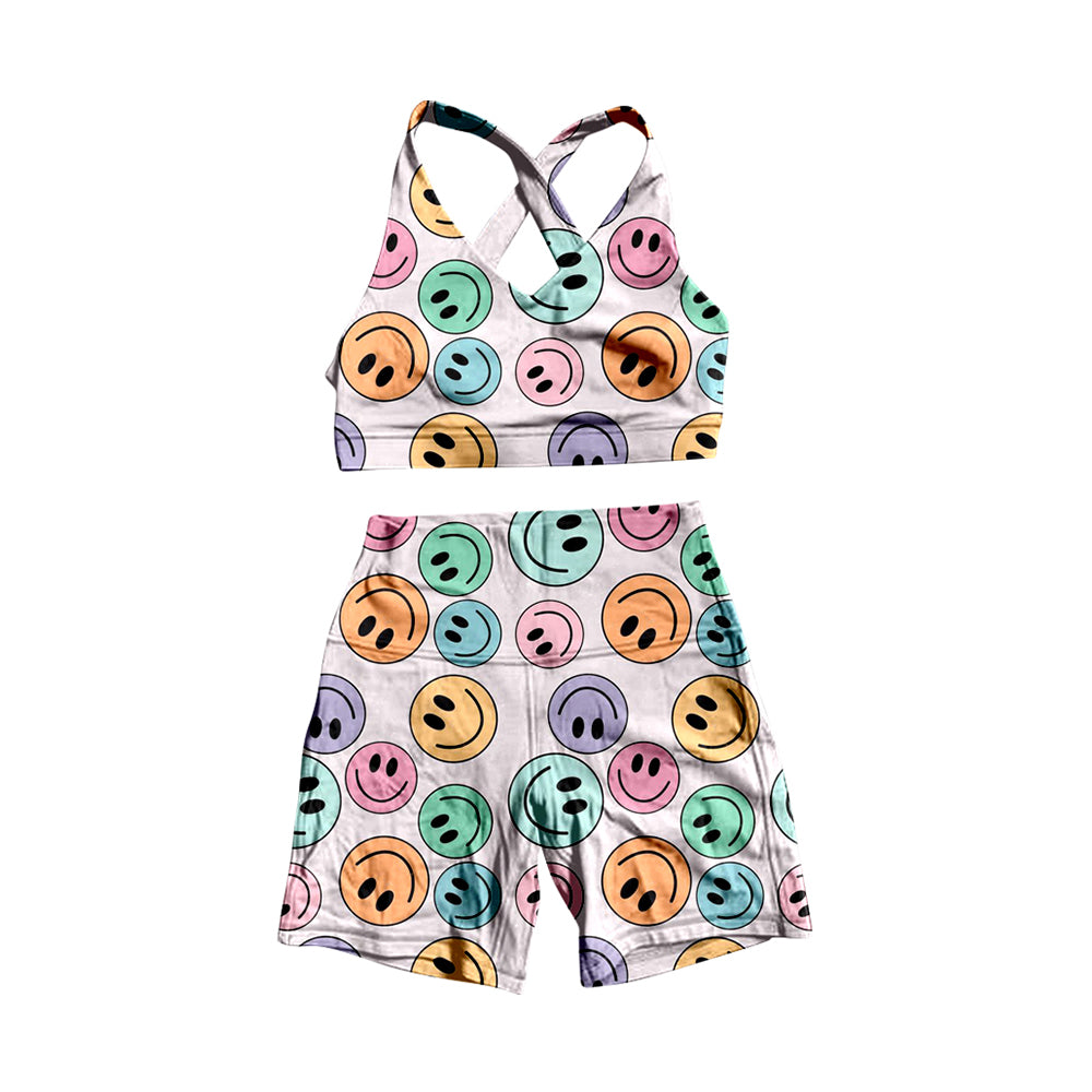 Smile face design baby girls wholesale summer swimwear