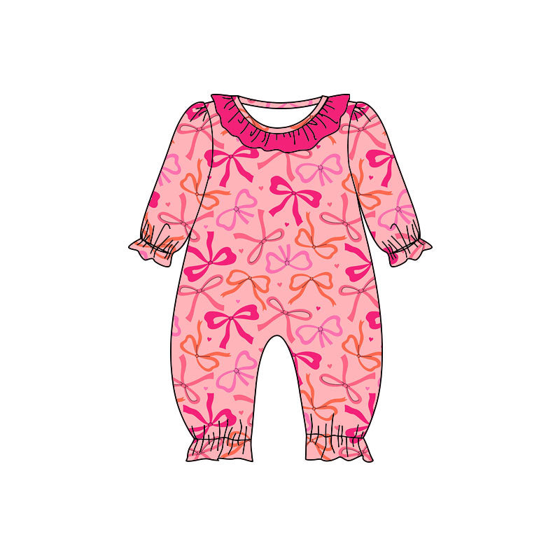 Pink red bow toddle baby girls summer romper