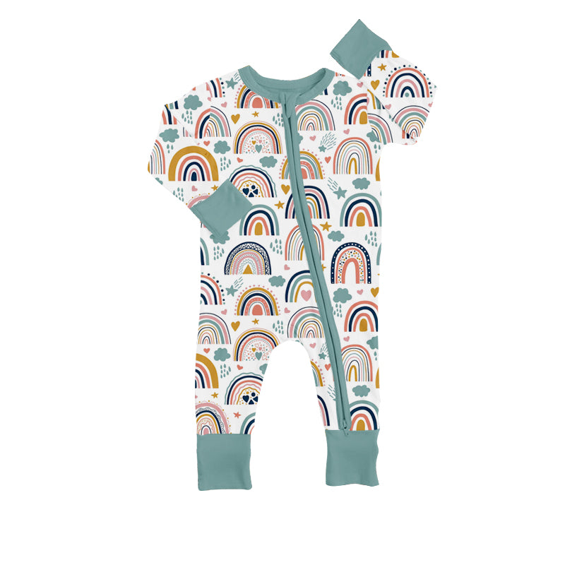 baby long sleeve rainbow zip romper