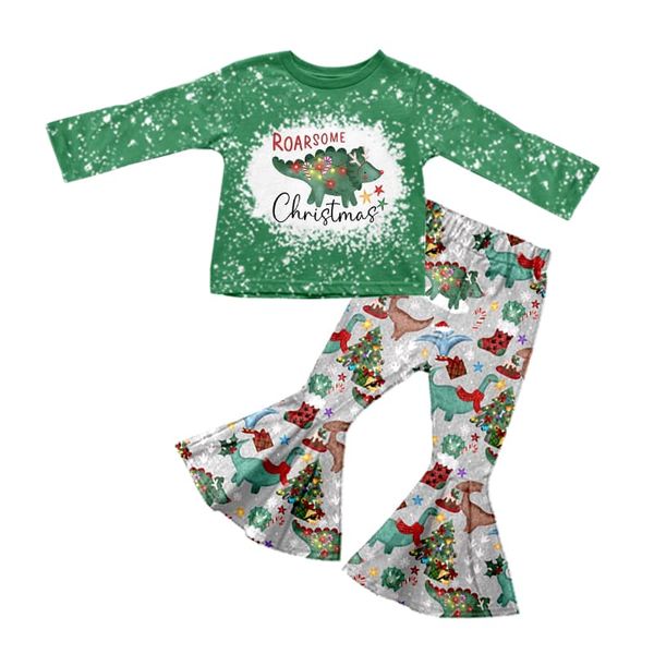 baby girls long sleeve Christmas dinosaur outfit