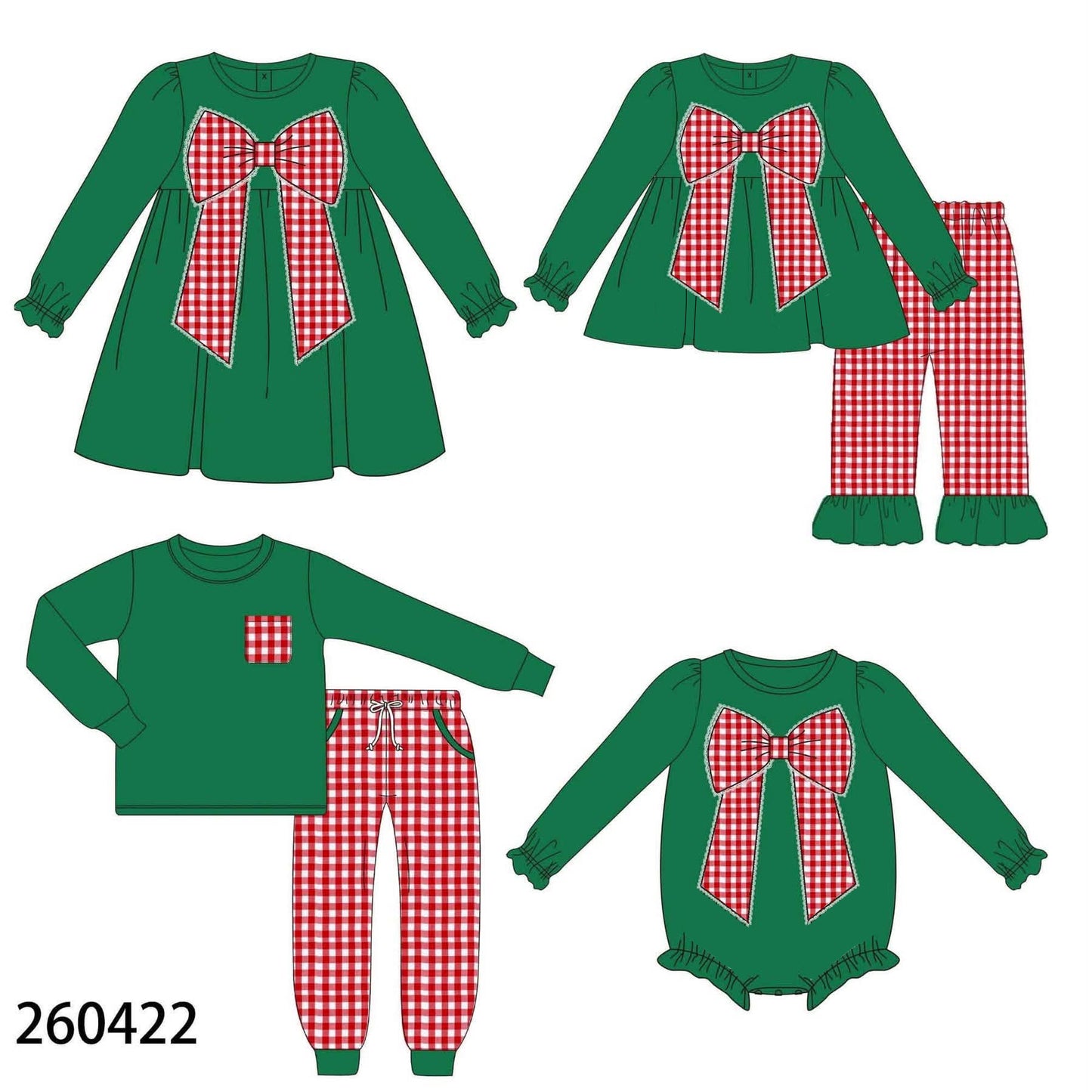Toddle kids girl Christmas bow custom design long sleeve outfit
