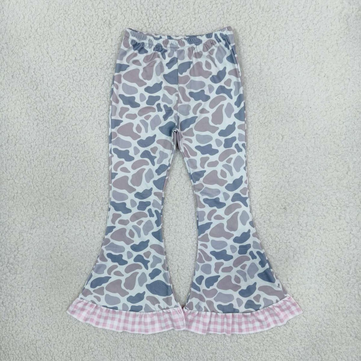 Light grey camo girls bell bottom pants