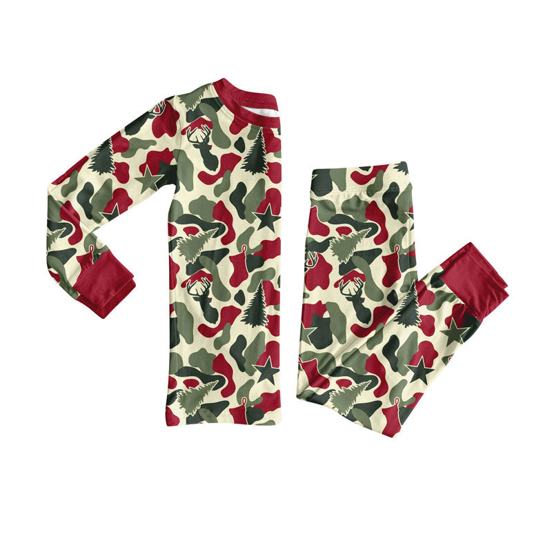 Christmas deer camo design kids pajama set wholesal factory price