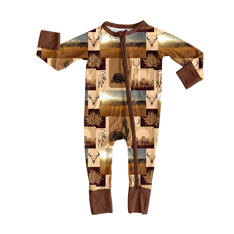 toddle baby western howdy long sleeve zip romper