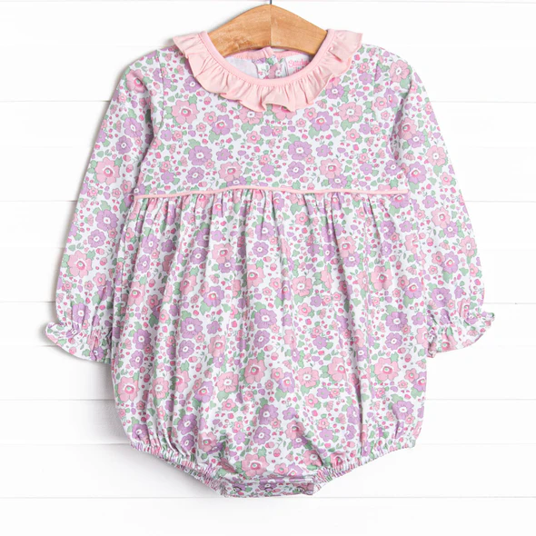 Toddle kids lavender floral long sleeve romper
