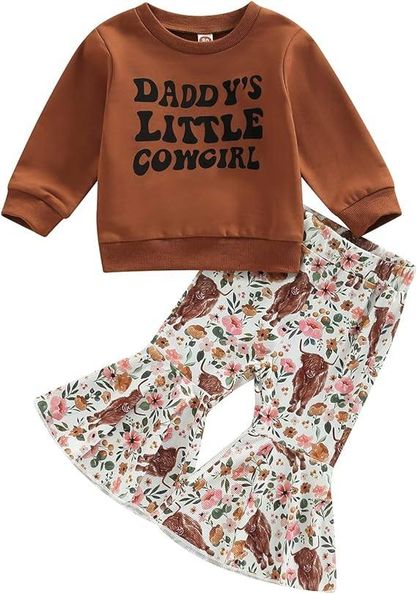 Daddy's little cowgirl long sleeve clothes set
