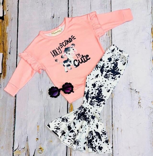 cute cow long sleeve outfit