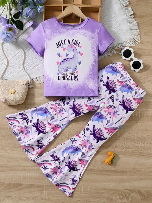 baby girls dinosaur bell bottoms outfit