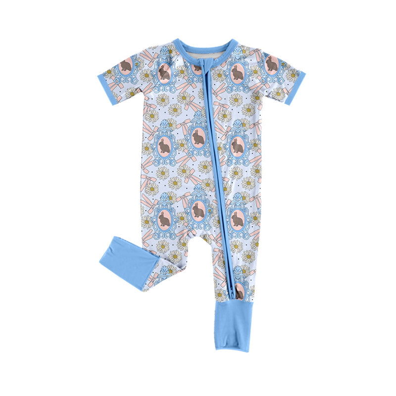 Easter bunny design kids baby zip romper