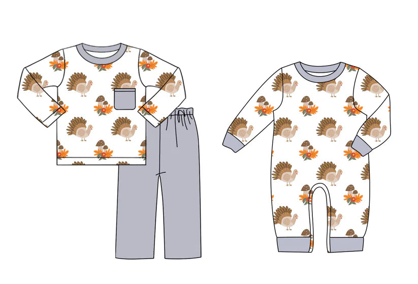 Thanksgiving turkey baby long sleeve matching clothes whoesale price