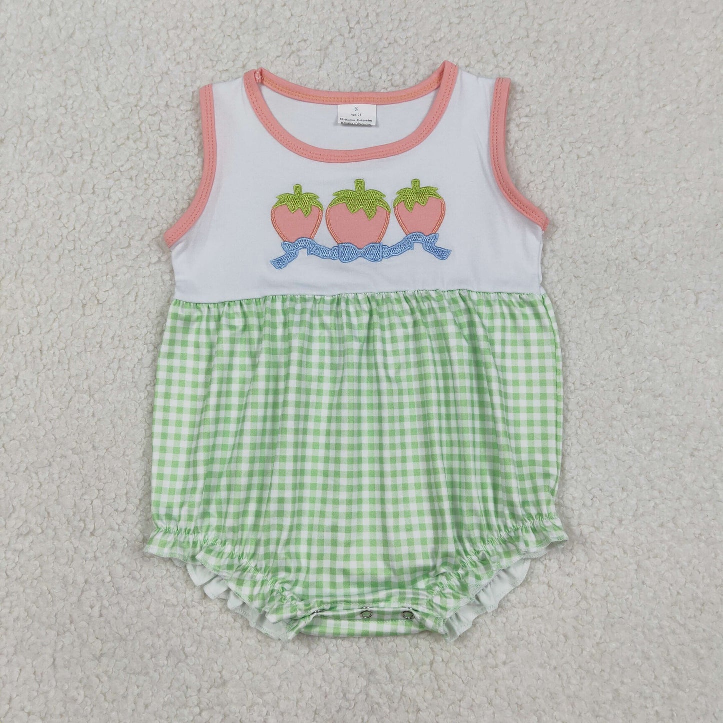 Embroidery Strawberry top matching shorts girls summer outfit