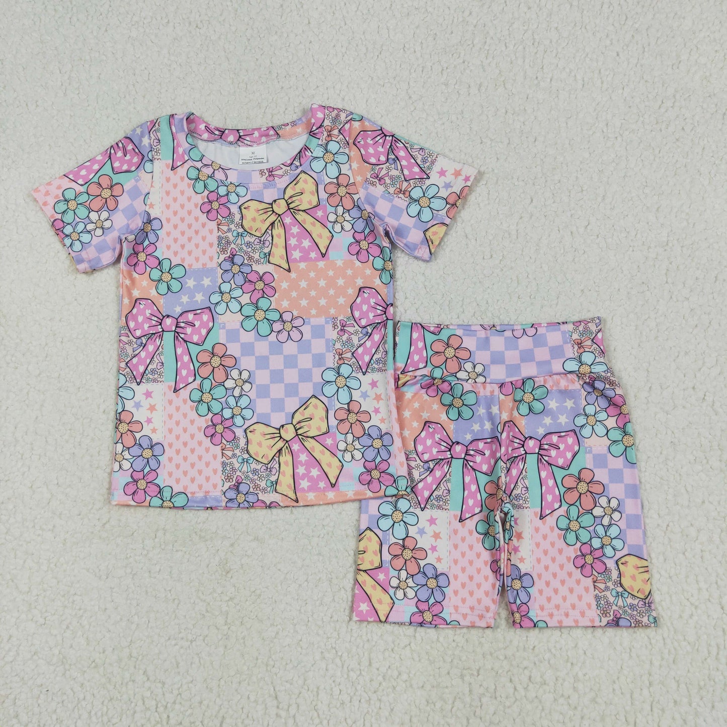 Flowers bow design baby girl summer outfit