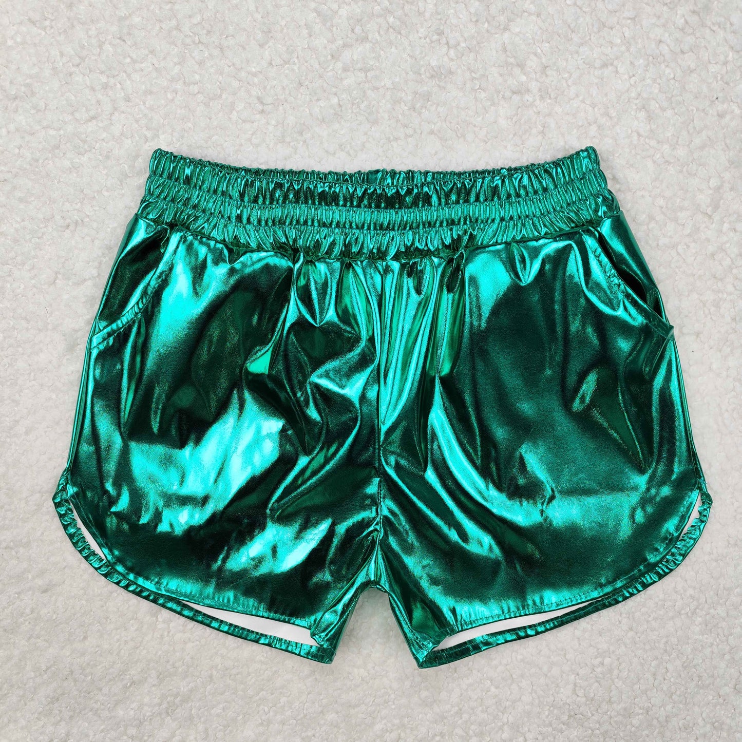 toddle girls green p-leather summer shorts