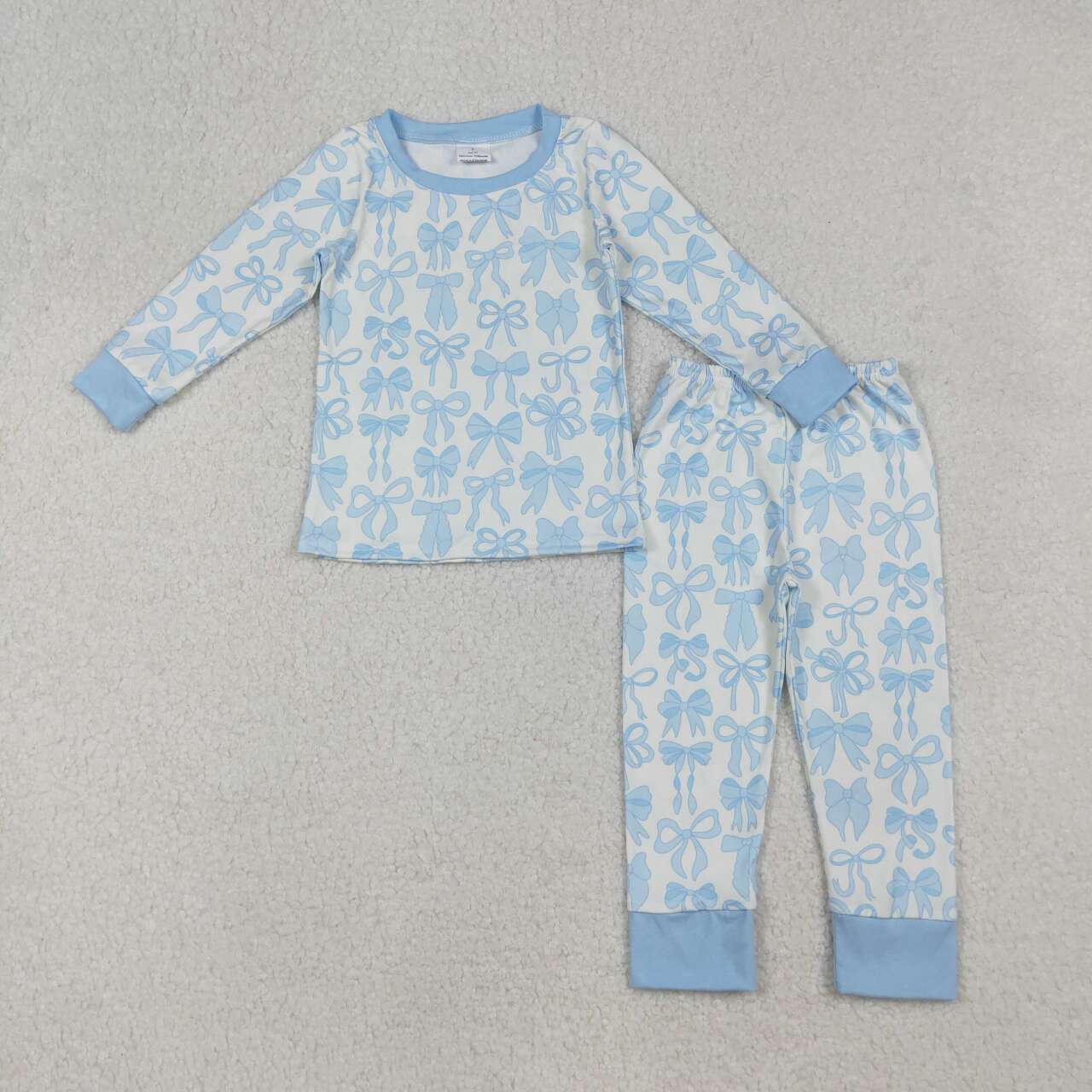 Kids girls blue bow matching outfit