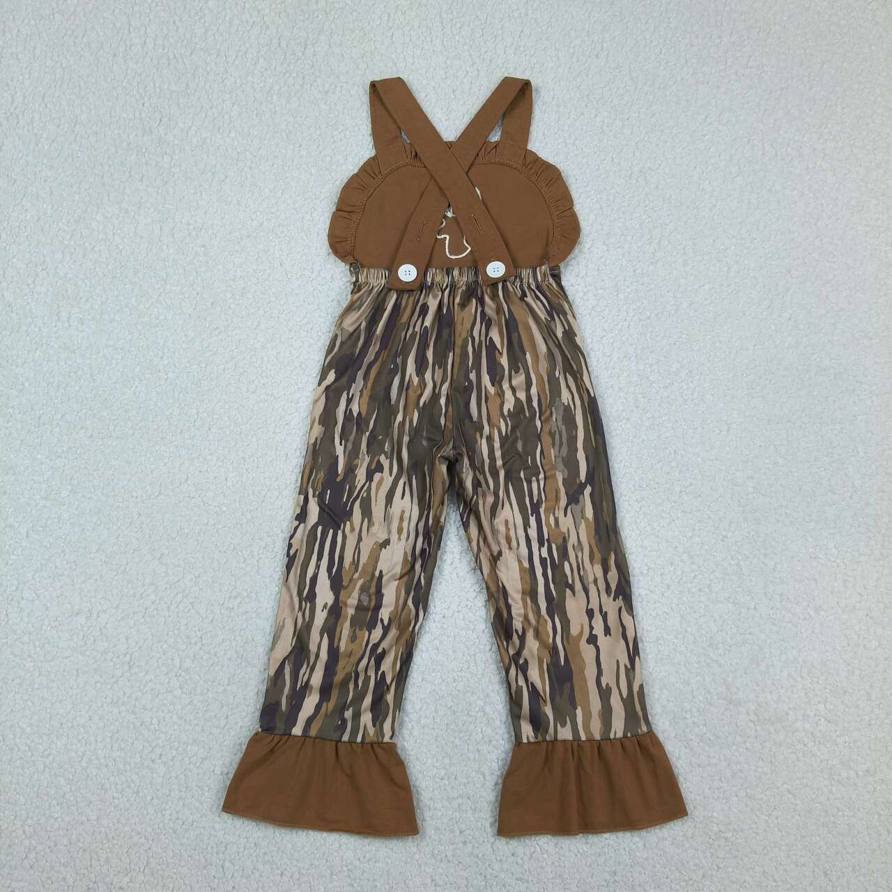 Toddle girls embroidery deer camo design jumpsuit