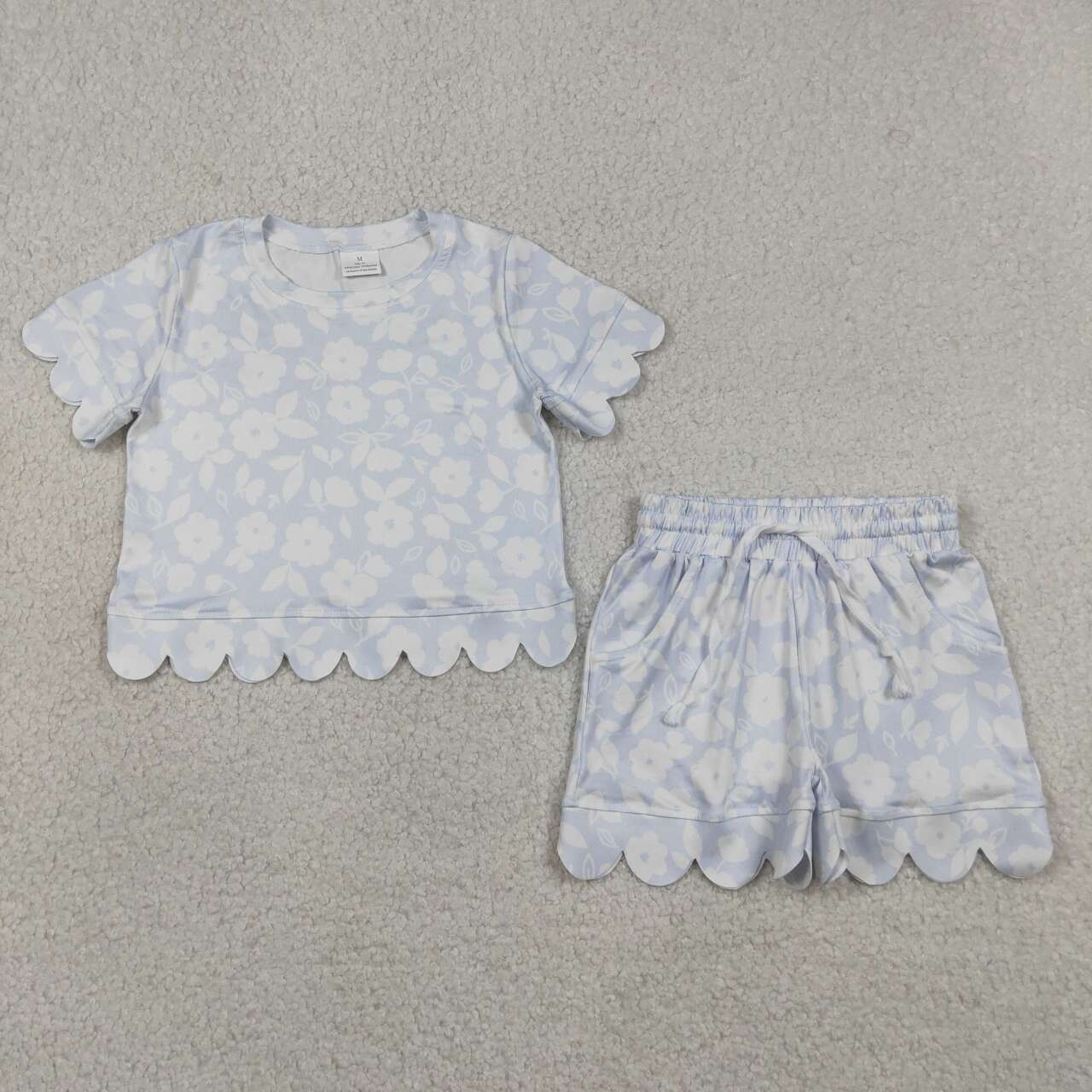 Flowers top matching shorts girls summer outfit