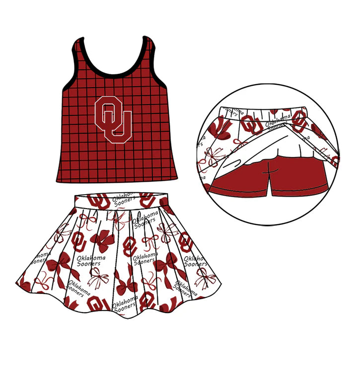 Custom team top matching skorts girl summer outfit