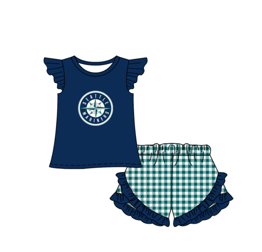 Custom team top matching shorts girl summer outfit