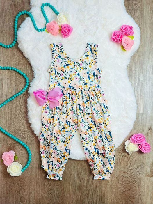 baby girls floral wide leg jumpsuit