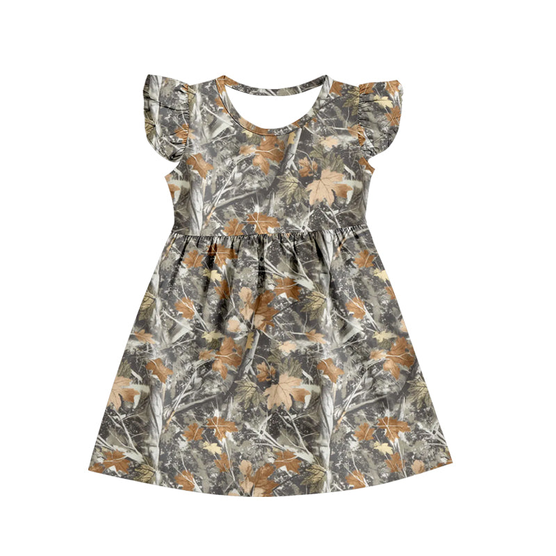 wholesale kids clothes flutter sleeve camo design dress
