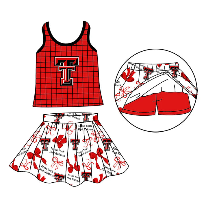 Custom team top matching skorts girl summer outfit