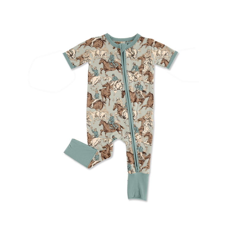Western cowboy design kids baby zip romper