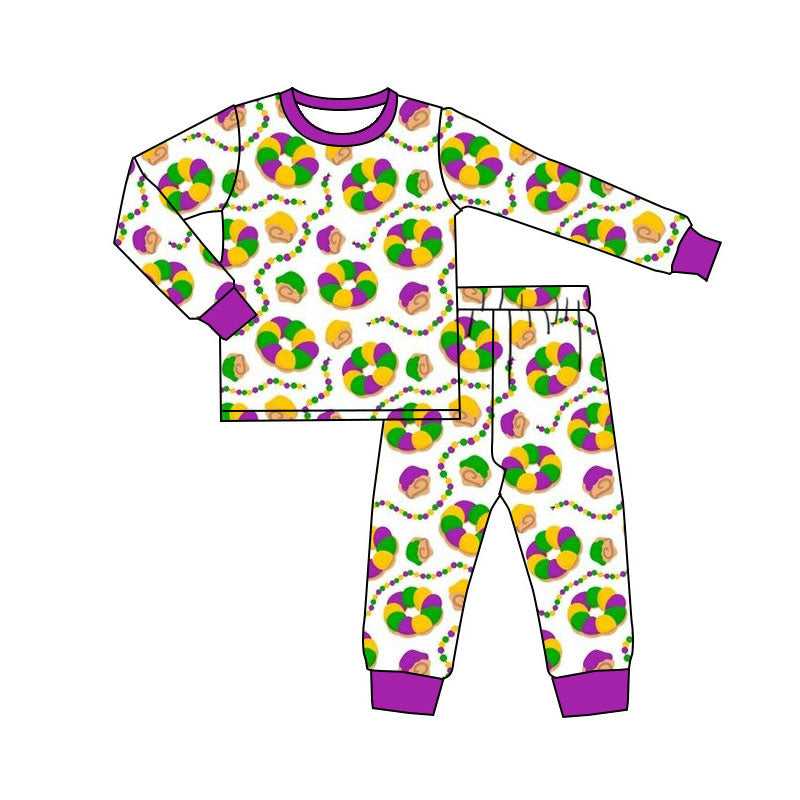 Mardi Gras design kids pajama set wholesal factory price
