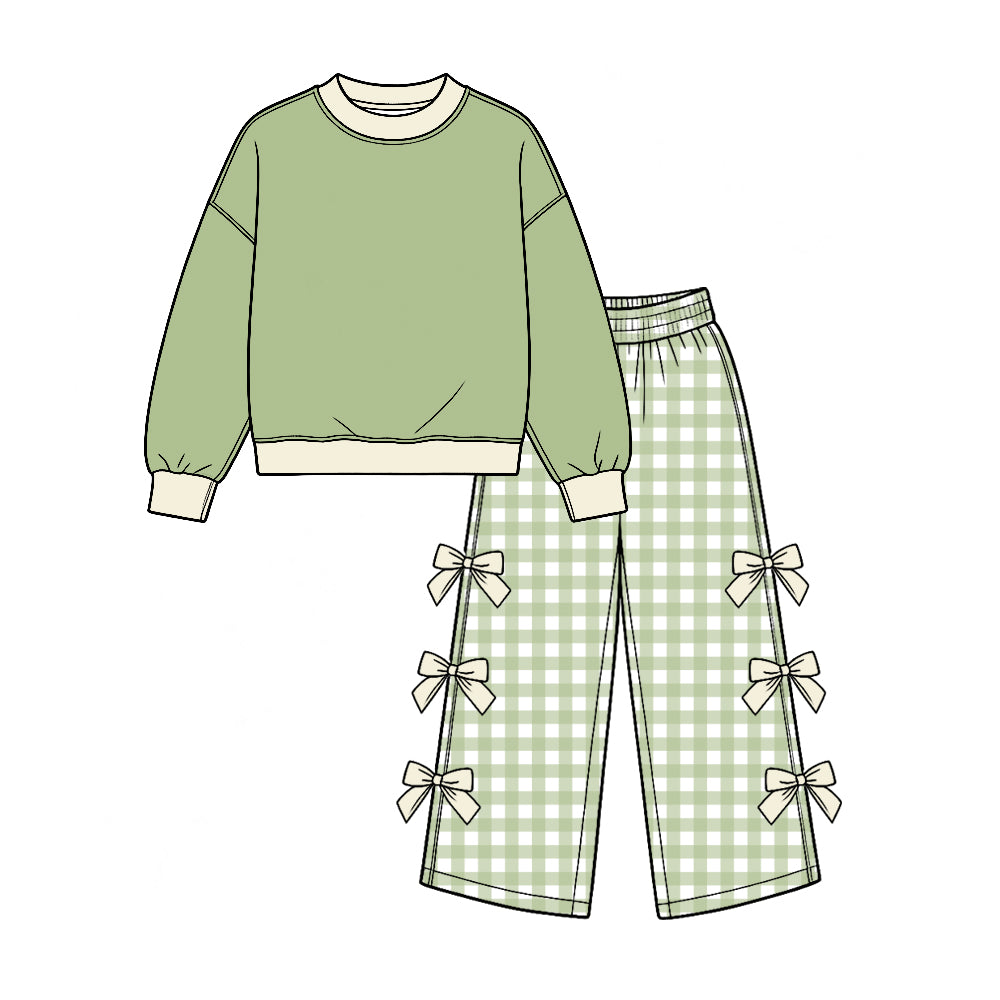 Toddle kids girl green plaid spring fall design outfit