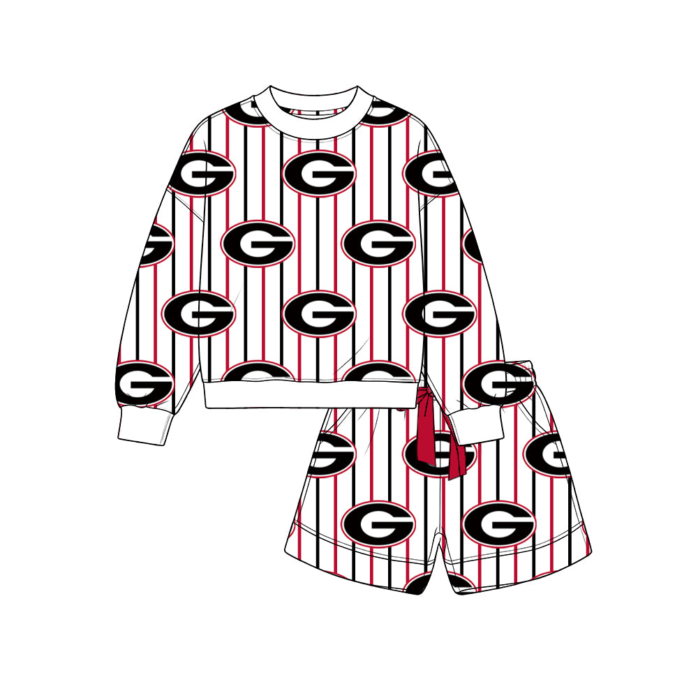 Custom georgia team top matching shorts girl summer outfit wholesale factory price