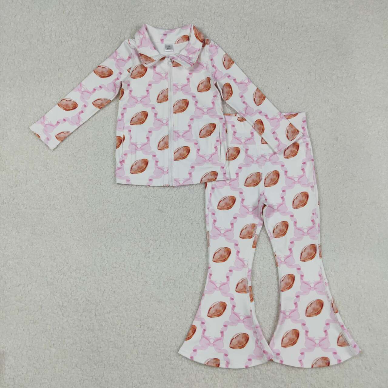 Baby girls football pink bow long sleeve active wear athletic yoga set
