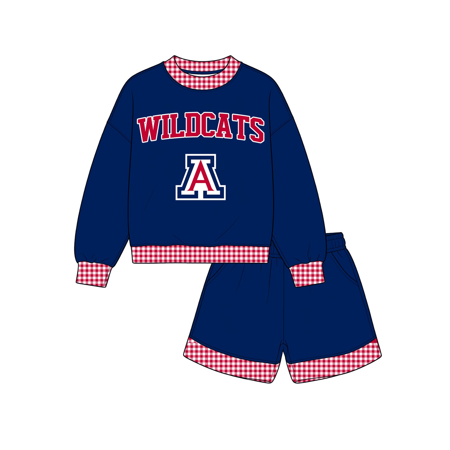 Toddle kids girls wildcats custom design long sleeve outfit