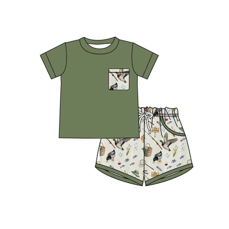 Custom mallard duck top matching shorts boy summer outfit