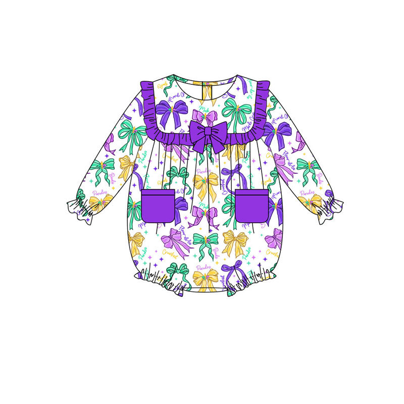 toddle baby long sleeve Mardi Gras romper wholesale factory price