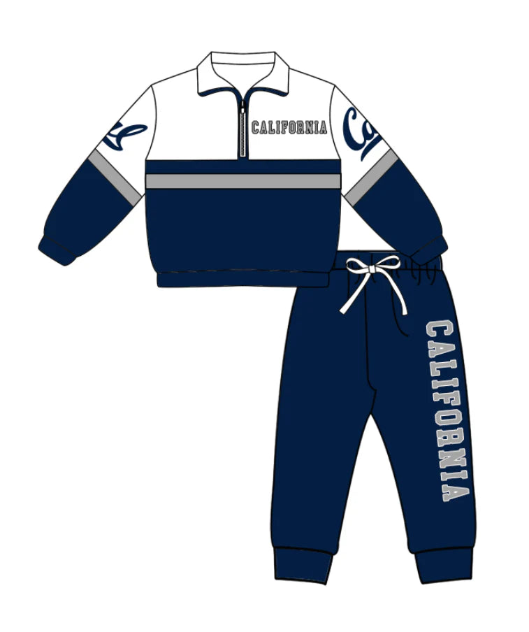 Kids long sleeve team pullover top matching pants outfit wholesal factory price