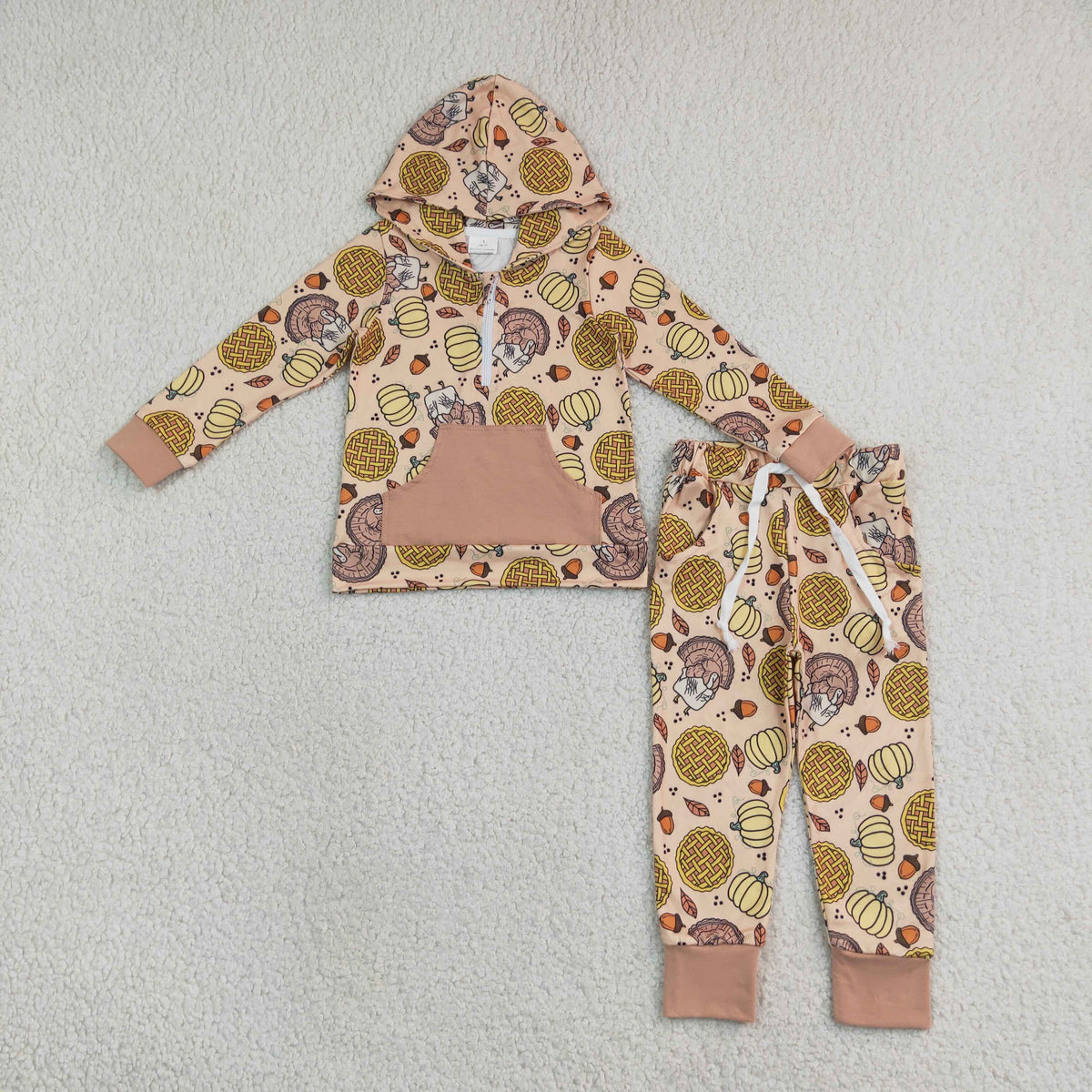 Long sleeve thanksgiving boys matching hoodie outfit