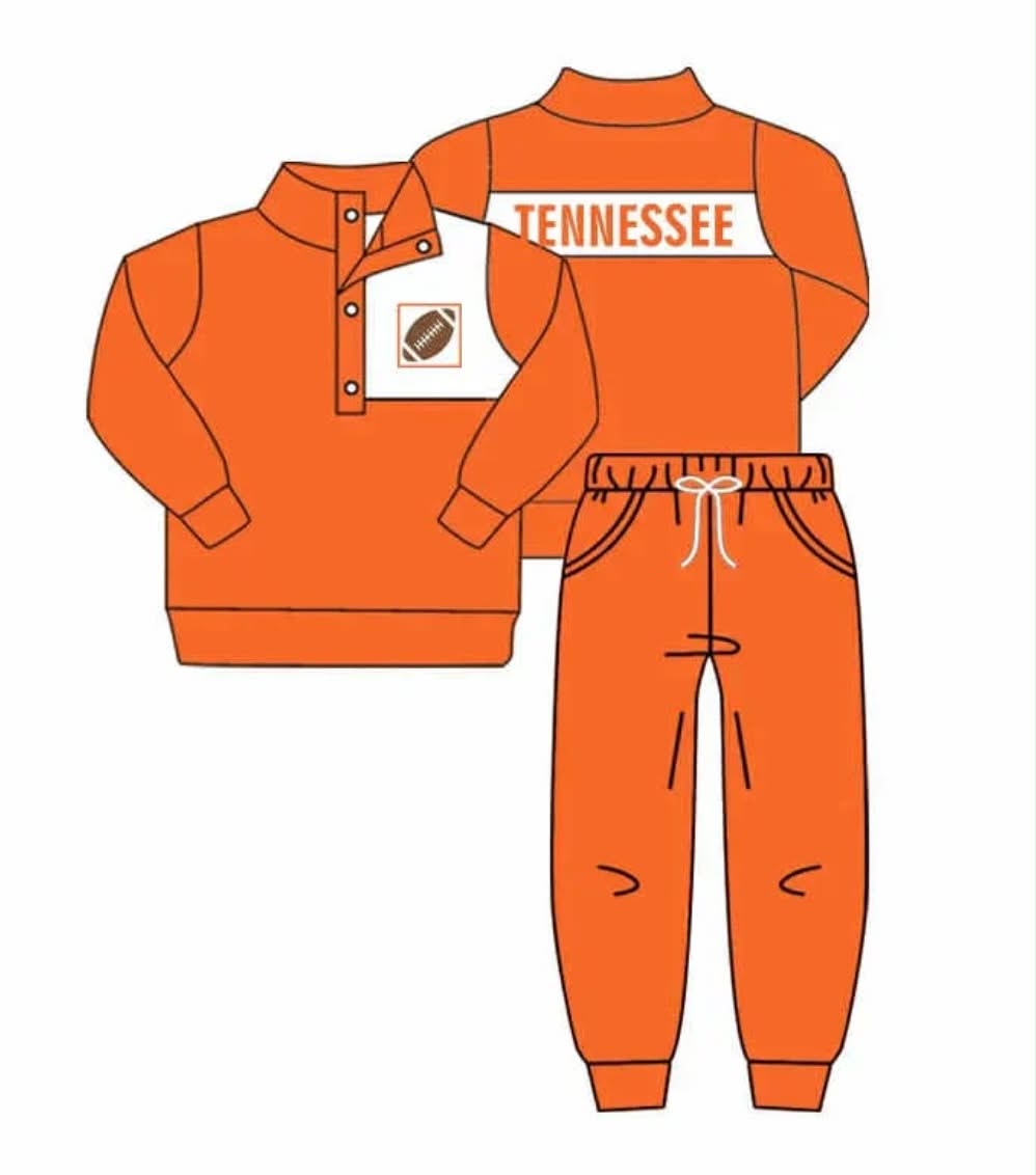 Kids long sleeve tennessee team pullover top matching pants outfit wholesal factory price