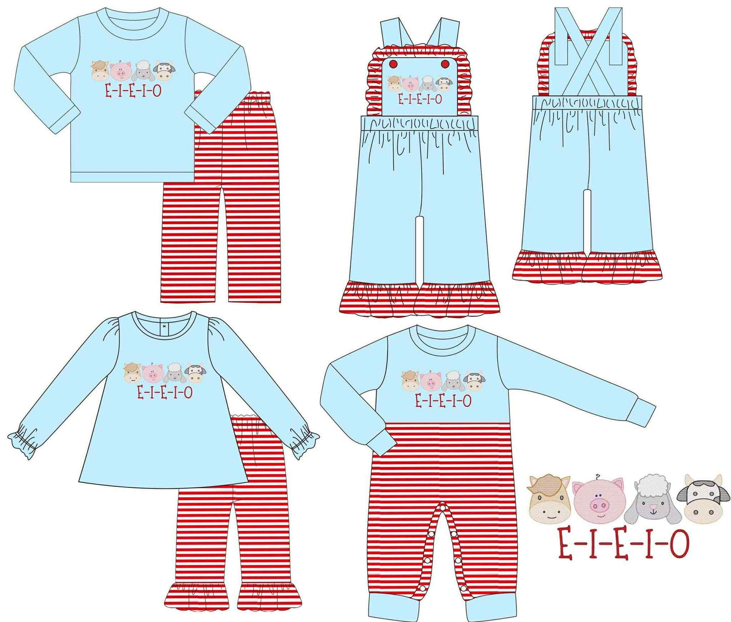 Toddle kids farm animal matching design outfit