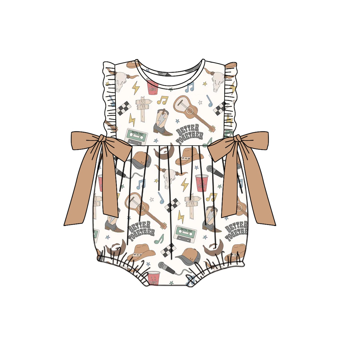 Toddle girls western music singer romper preorder