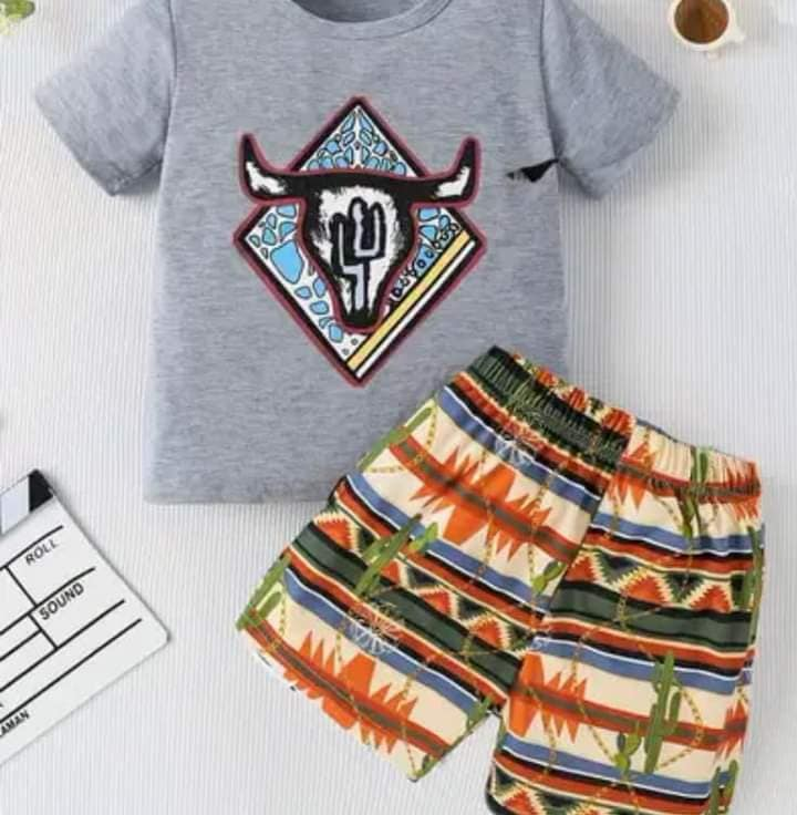 cowboy western summer short set