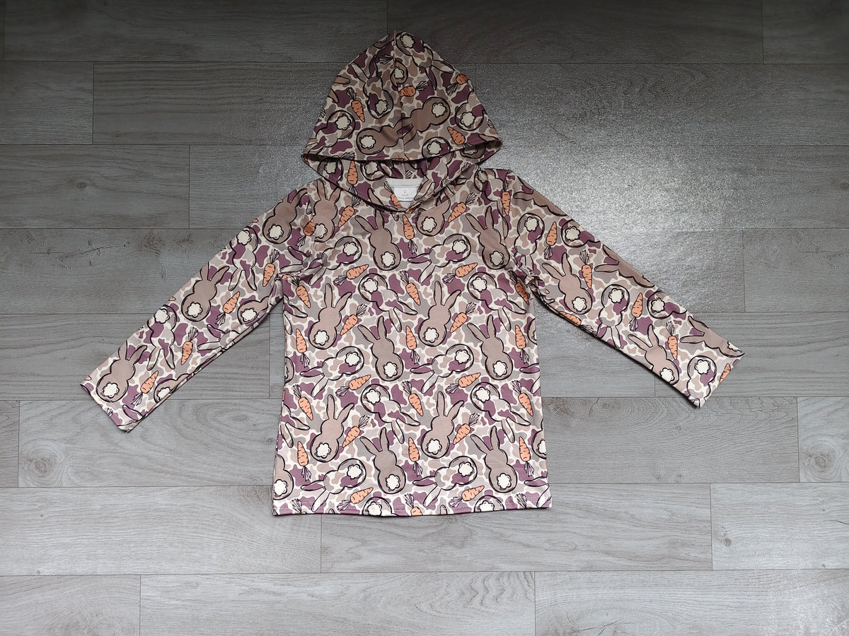 Easter bunny camo print boys long sleeve hoodie top preorder