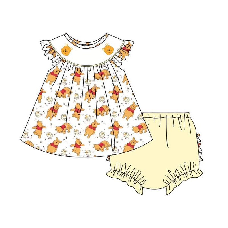 baby girl cartoon bear bummies set