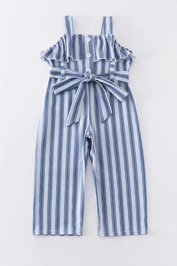 baby girls blue stirpes wide leg jumpsuit