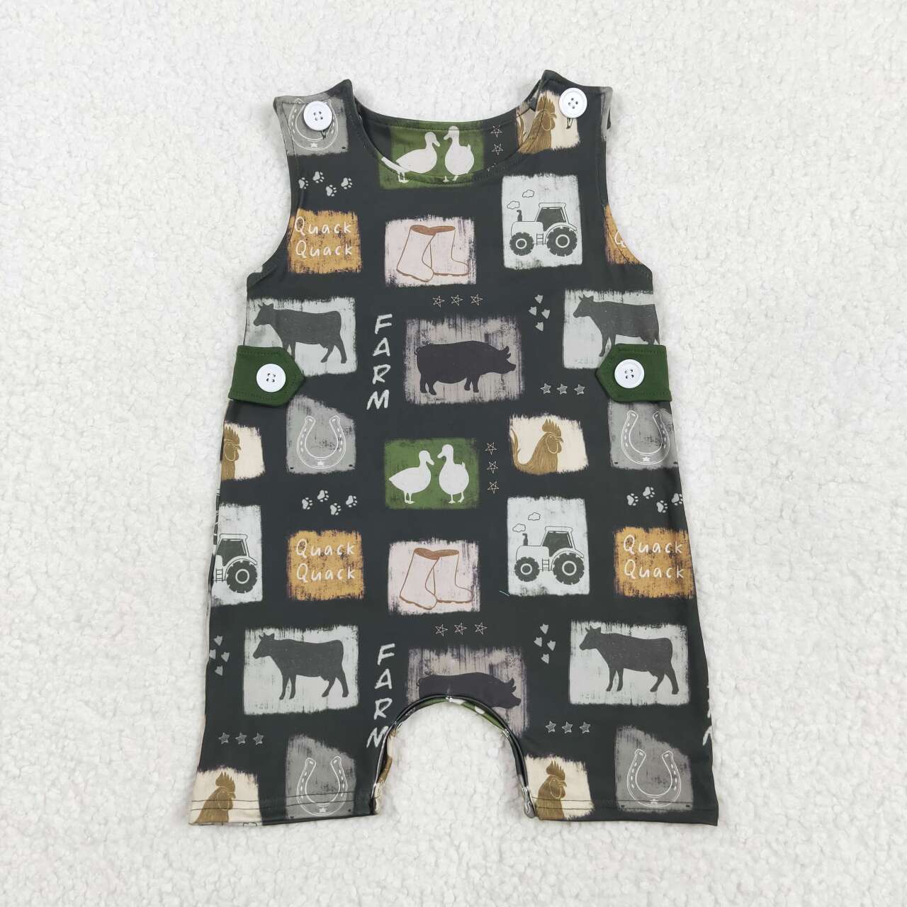 Toddle baby boy farm cow animal summer romper