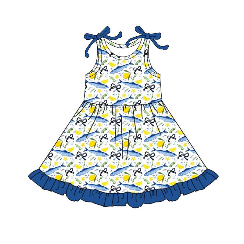 wholesale kids clothes custom fishing design dress