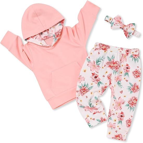 baby girls spring flora hoodie set