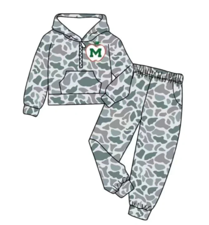 Camo design kids long sleeve team outfit wholesal factory price
