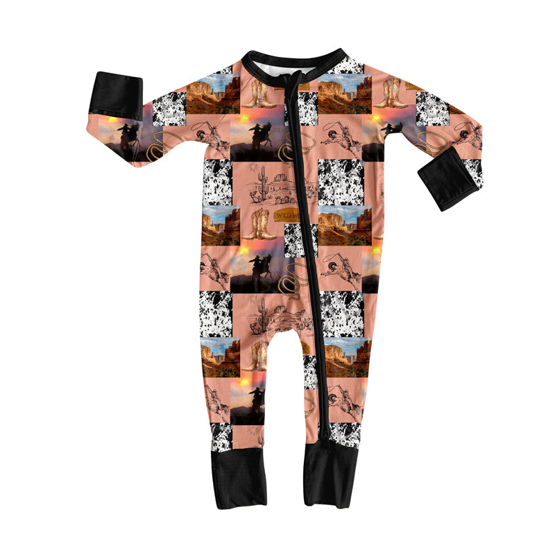 toddle baby western howdy long sleeve zip romper