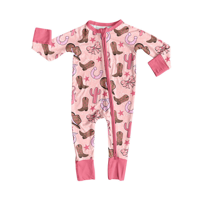 Western boots toddle baby long sleeve romper